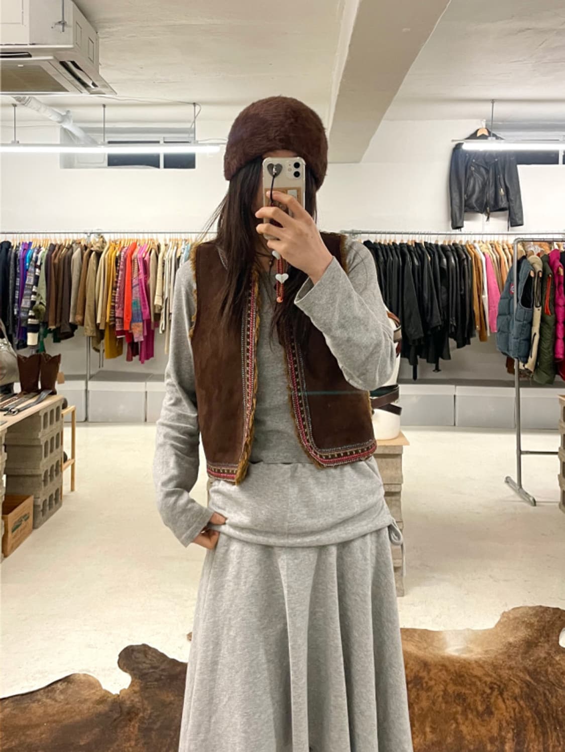 BEAMS suede fur vest 빔즈 스웨이드 퍼 자켓 상품이미지1
