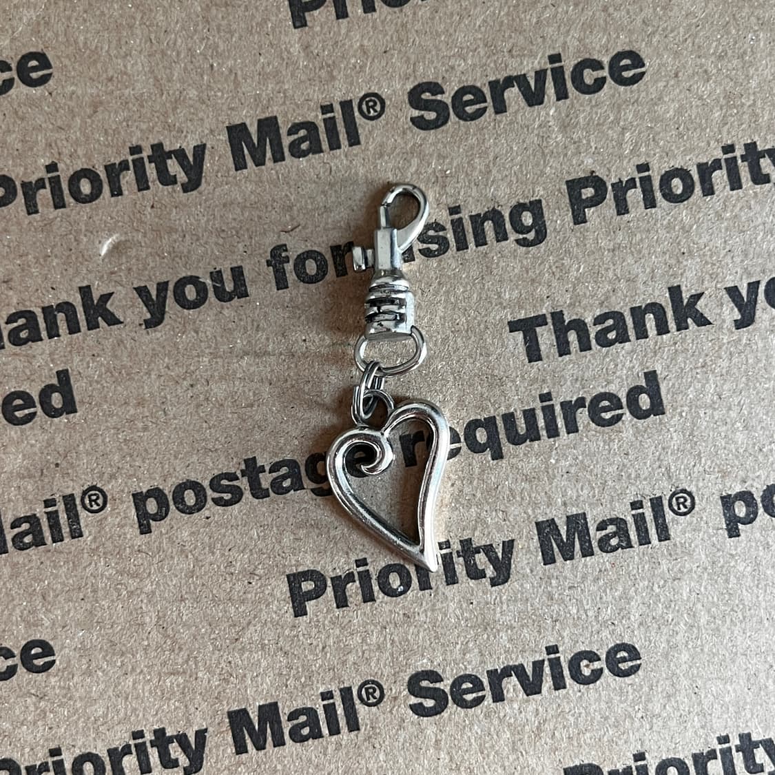90s vtg Open Heart Charm Keyring 상품이미지2
