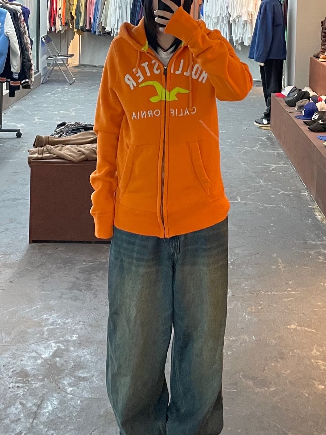 홀리스터 패치로고 오렌지 후드집업 H1299 상품이미지1