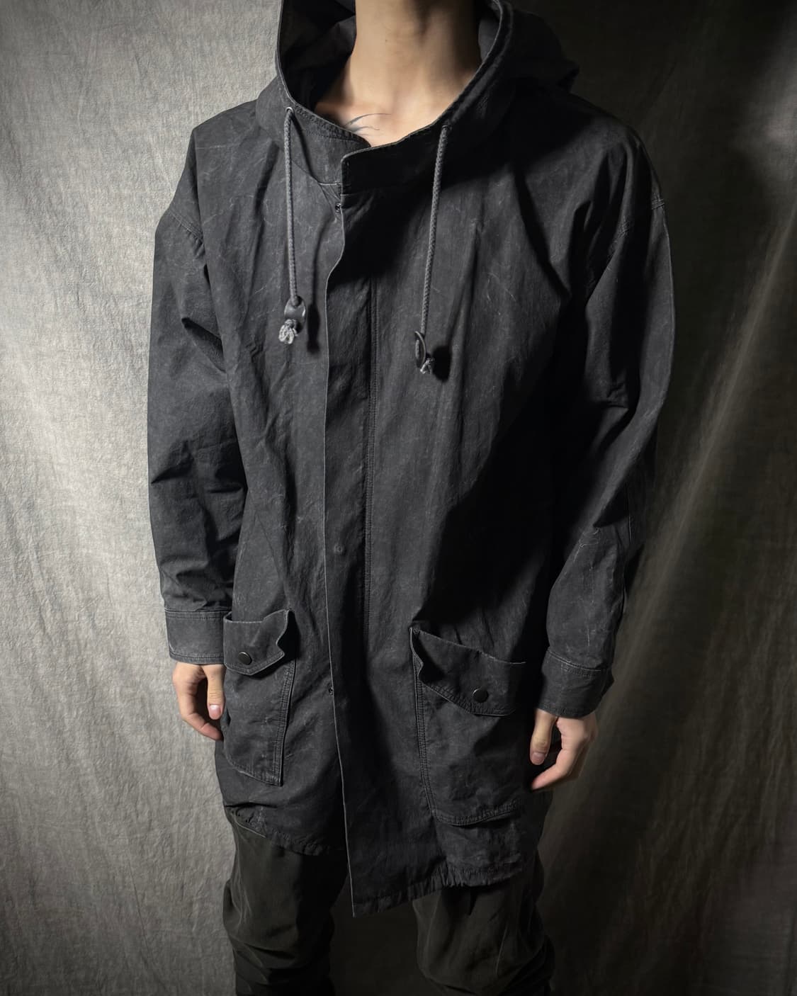 NO ID. BLACK Waxed Oversized Mods Coat 상품이미지1