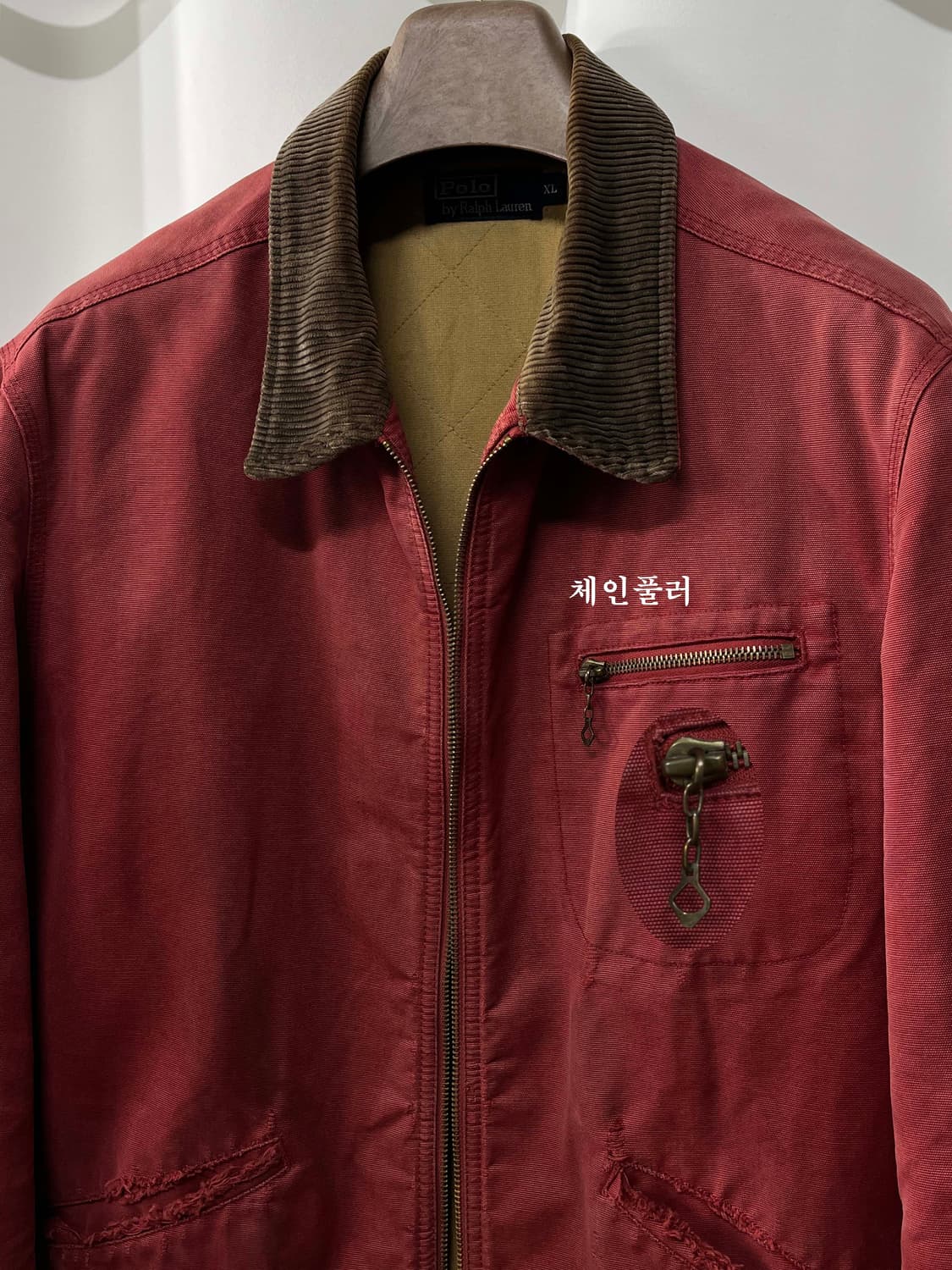 90's 폴로 랄프로렌 91-b 살몬핑크 디스트레스드 디트로이트 워크자켓 상품이미지4