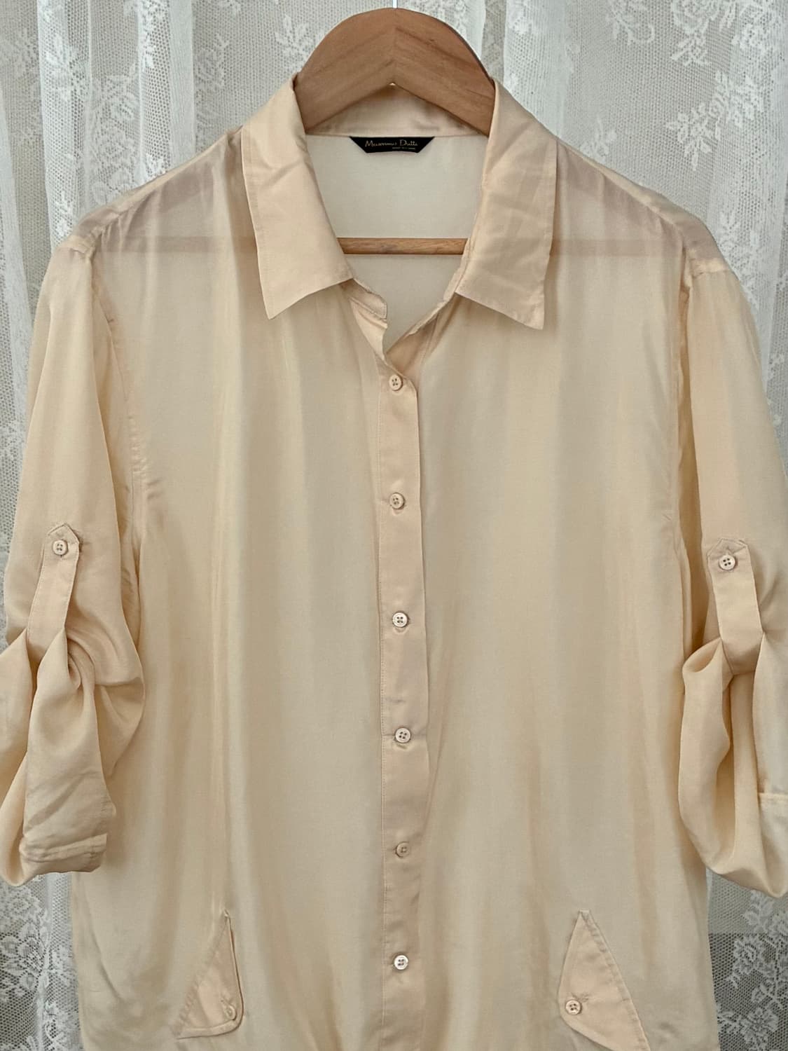 42) 마시모두띠 실크 100 블라우스 베이지 상품이미지4