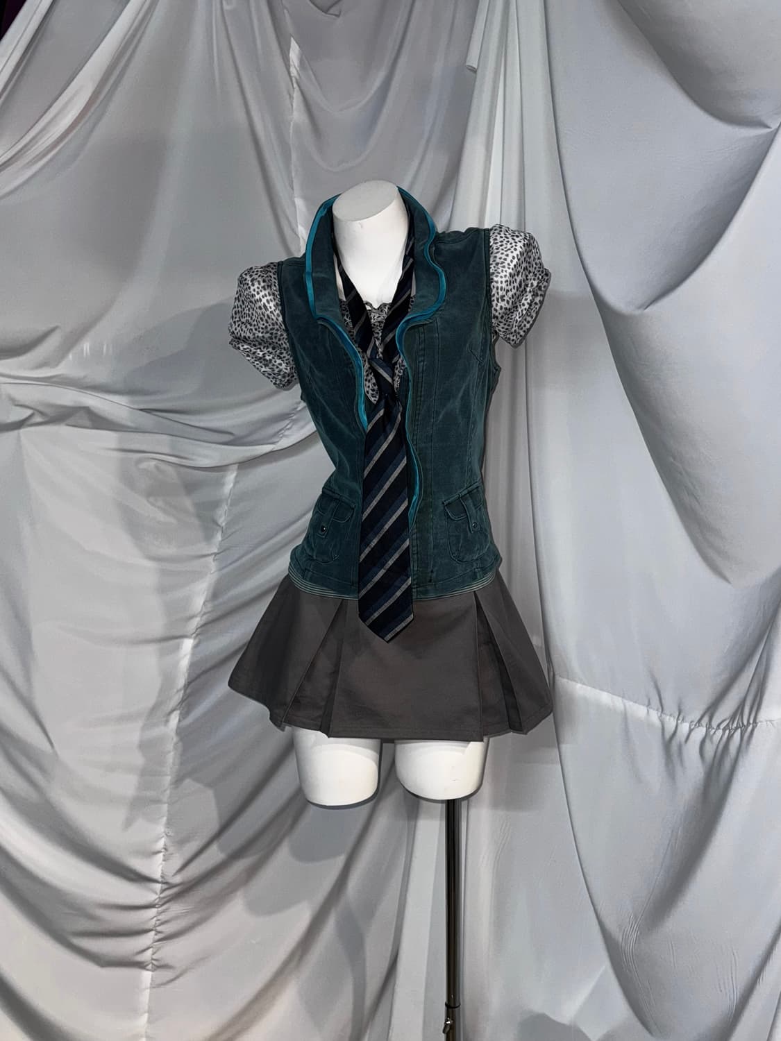 민트 레오파드 데일리 미쿠프레피 코디세트 상품이미지6