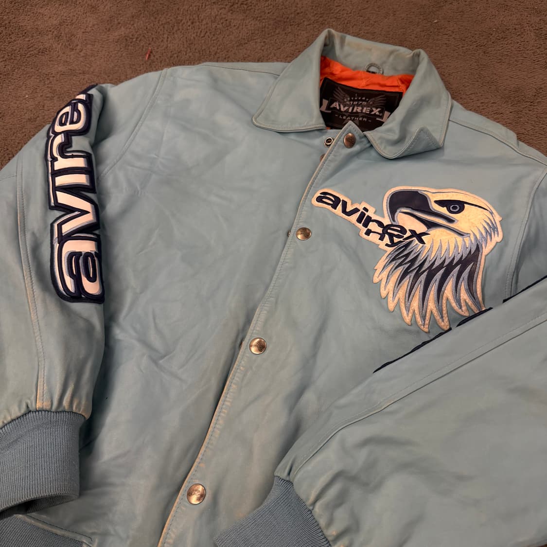 [ 정품/L ] 아비렉스 빈티지 바시티 레더 가죽 자켓 상품이미지1