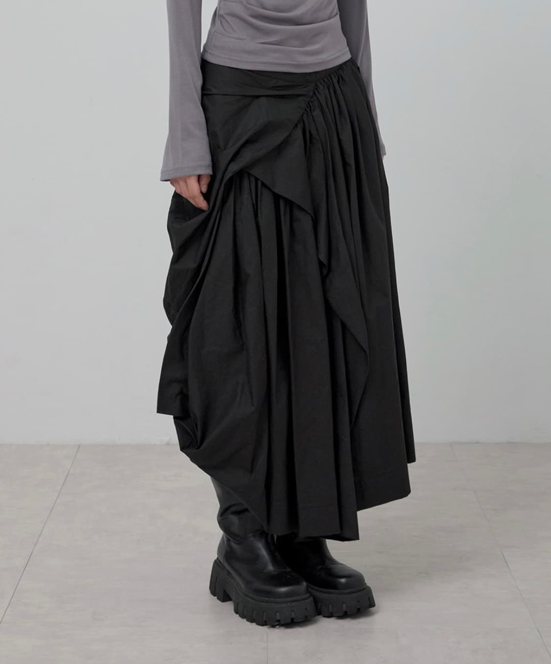 [플레어업] Asymmetrical Draped Layered Long  상품이미지1