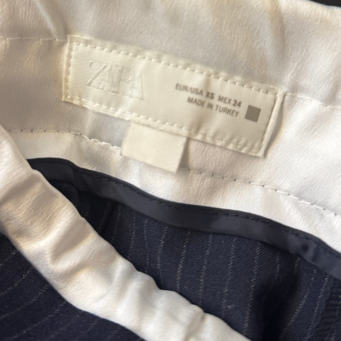 자라 더블웨이스트 와이드팬츠 네이비 상품이미지4