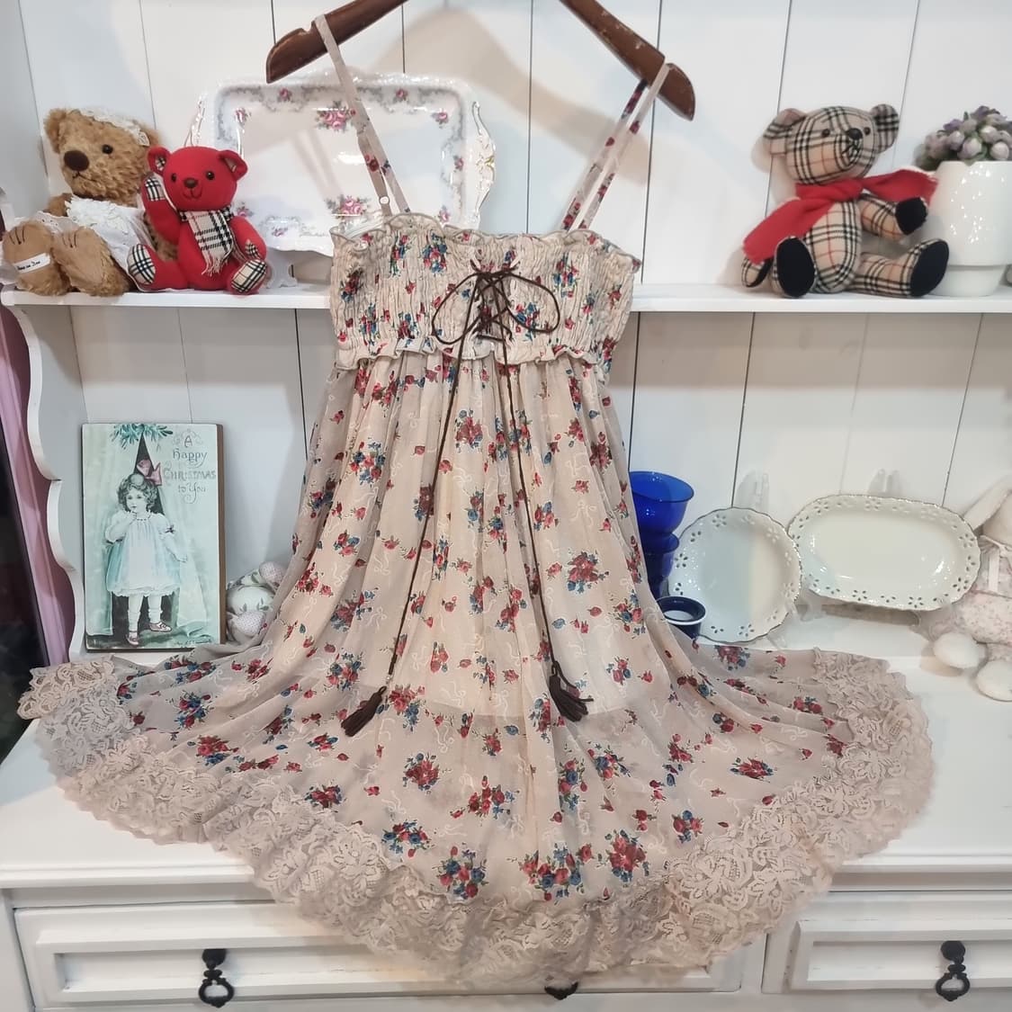 플라워 레이스 쉬폰 캐미솔 원피스 상품이미지3