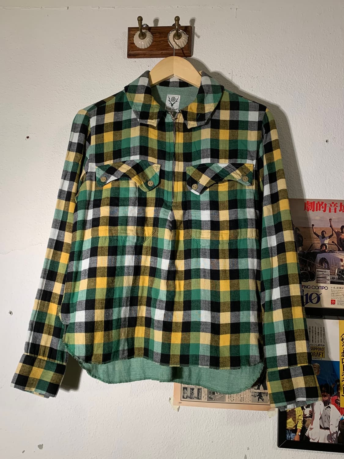 남이사팔 버튼카라 지퍼 폴로 체크셔츠 상품이미지1