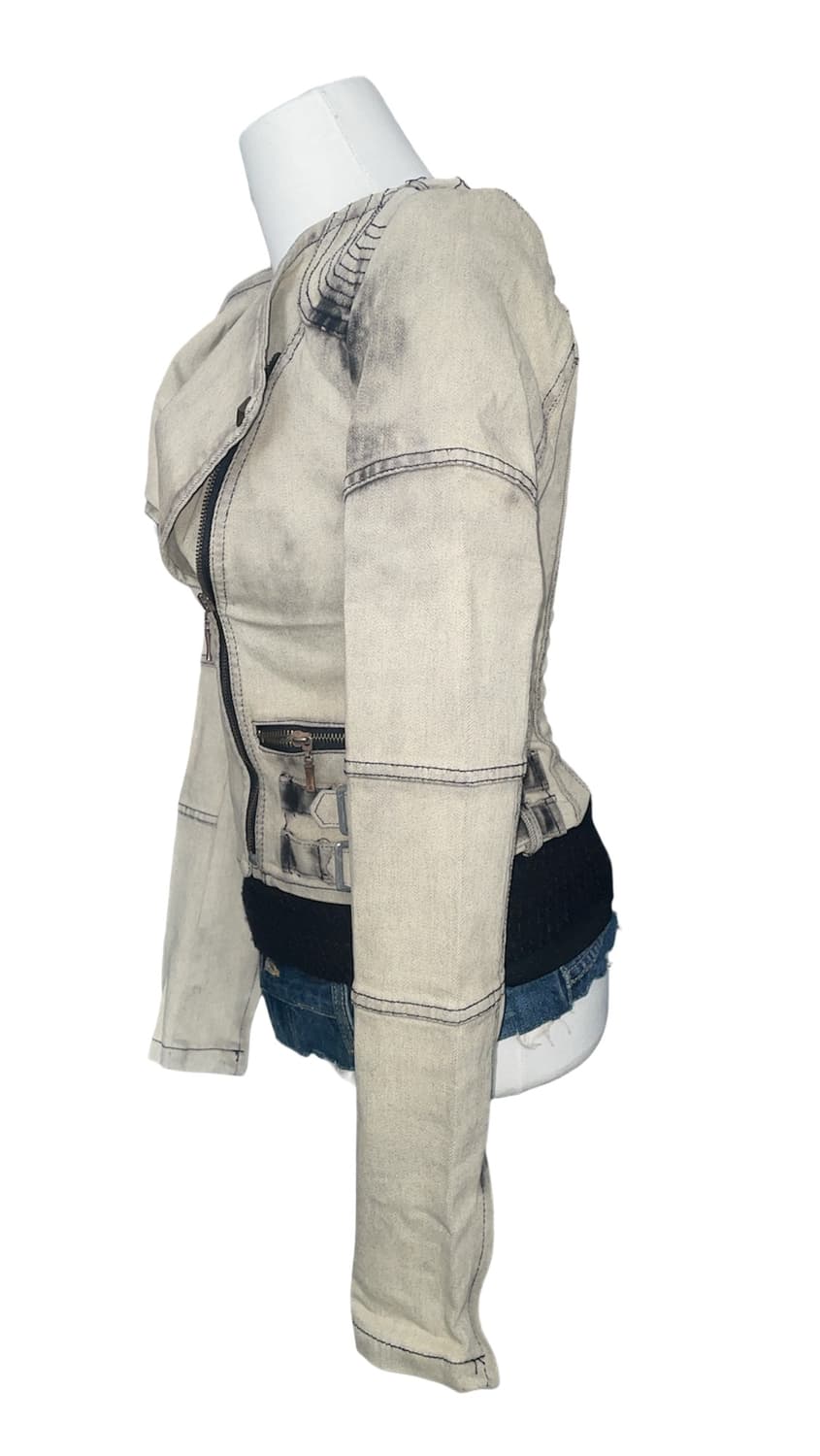 Y2k애쉬베이지 사선 자켓 (44-마른55추천) 상품이미지5