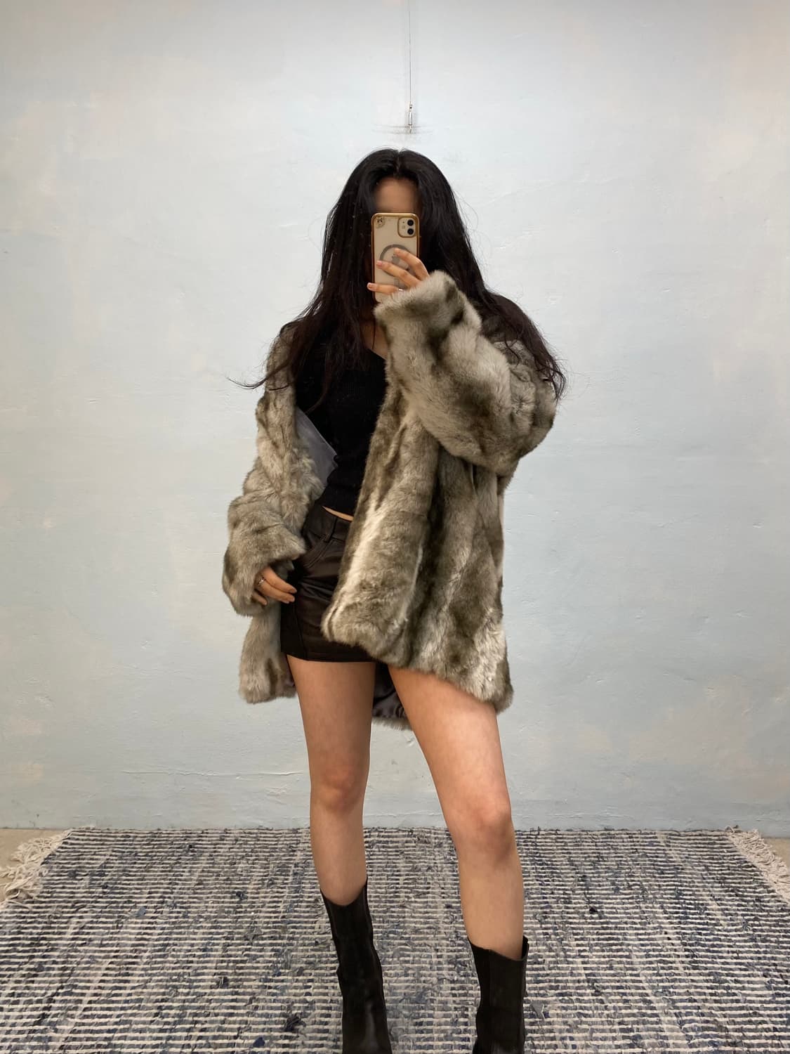 [8621]Gray gradient fur coat# 상품이미지2