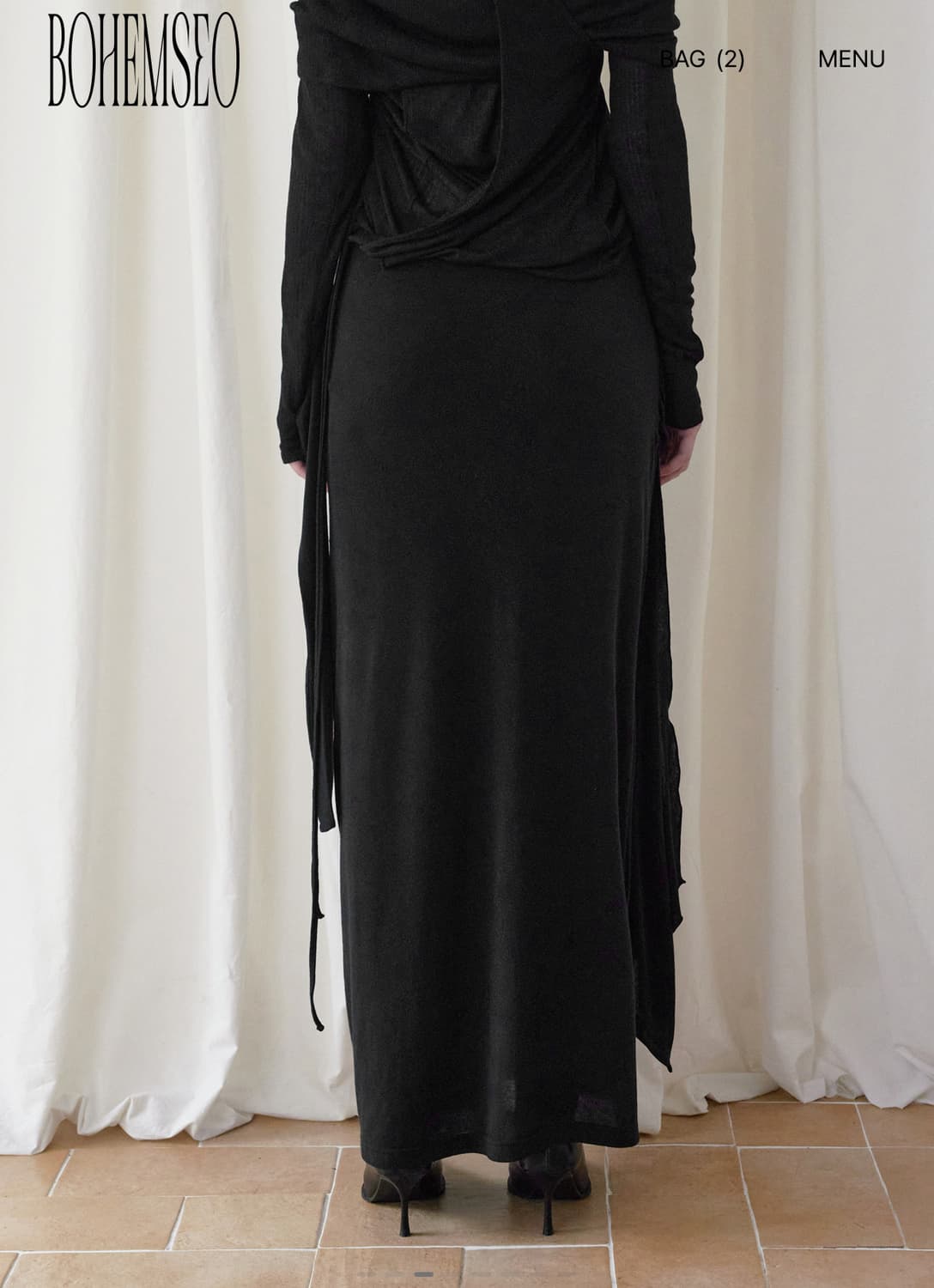 [3RD] SIGNATURE DRAPING SKIRT, BLACK 상품이미지3
