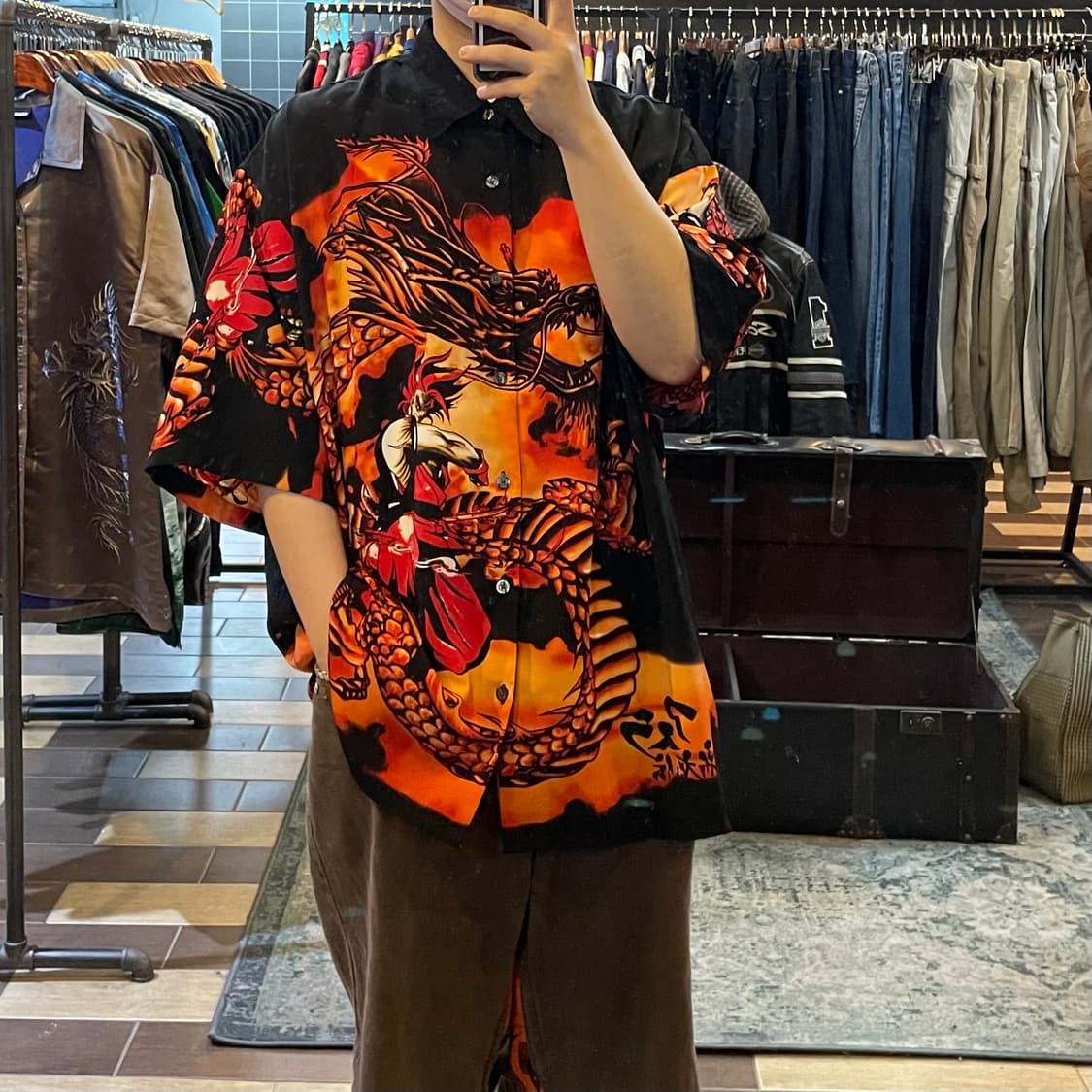 카툰 풀오버 플레임셔츠 상품이미지2