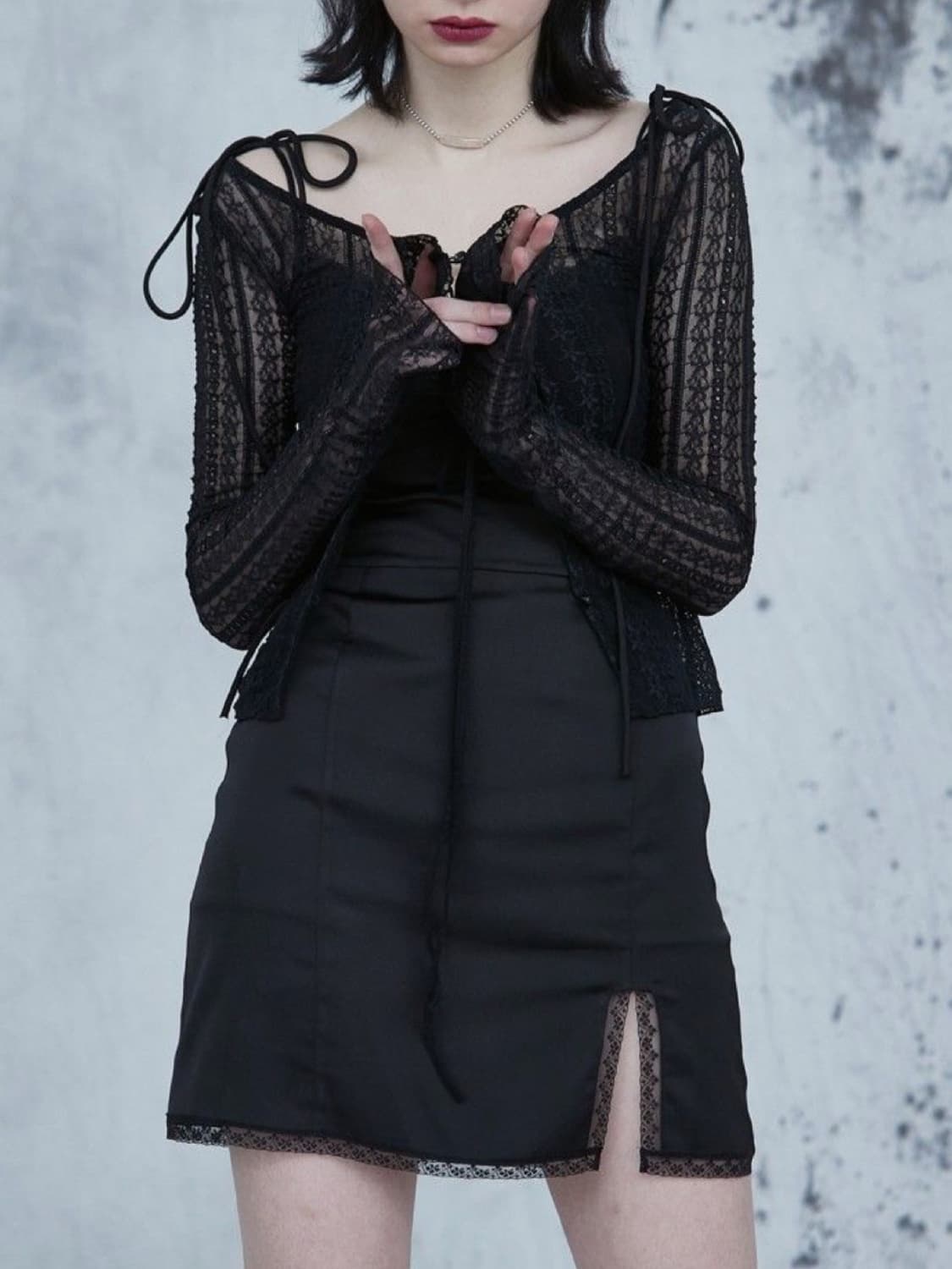 페인오어플레져 레이스 스트랩 가디건 상품이미지3