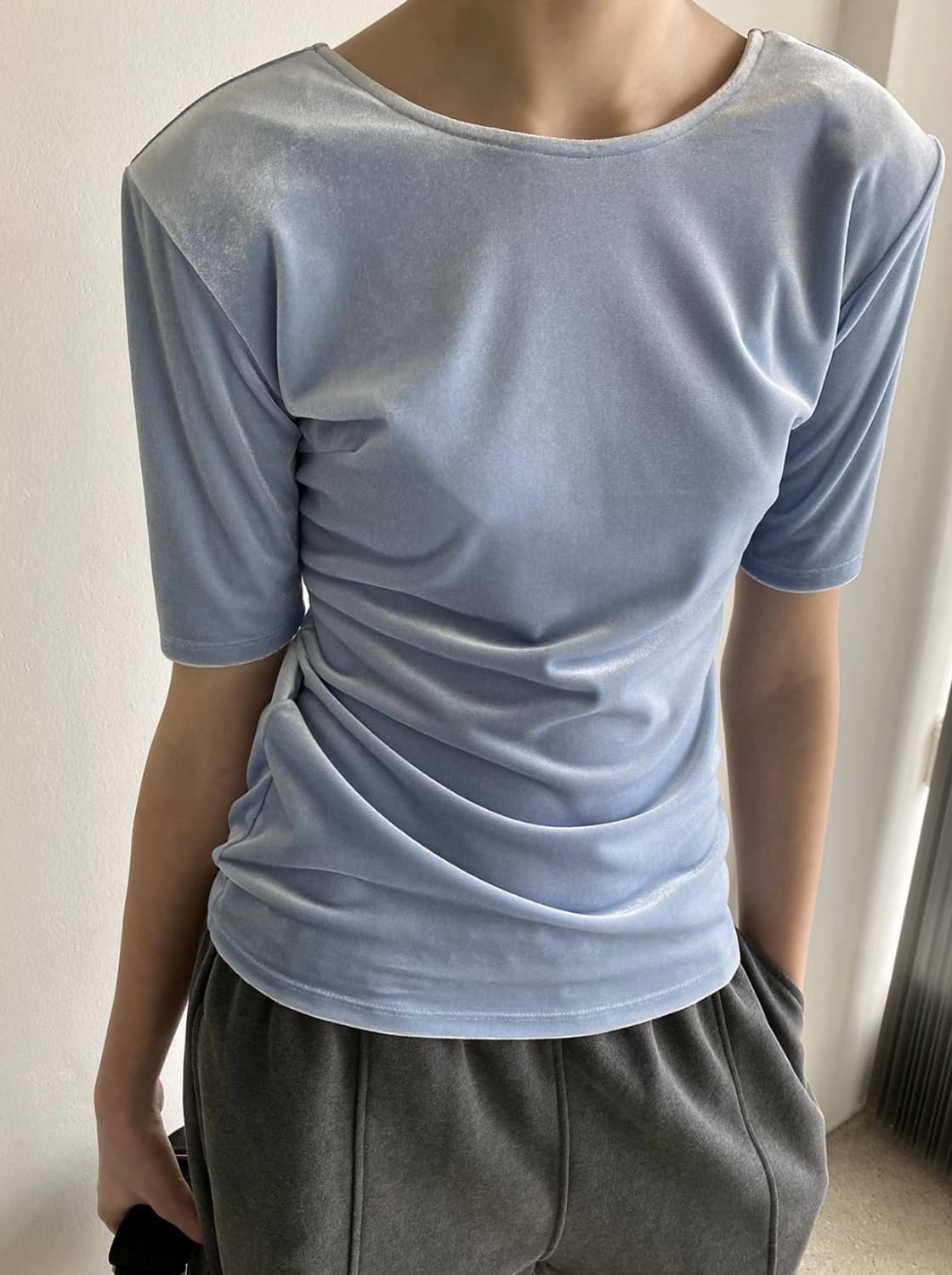 드래곤블루스 벨벳 백리스 패드 탑 - 스카이블루 상품이미지4