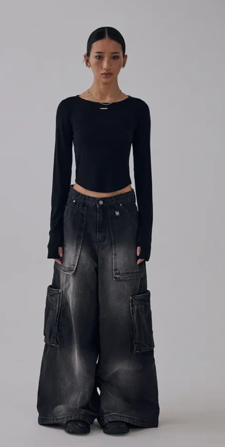 Boat Neck Finger Hole Long Sleeve 상품이미지1