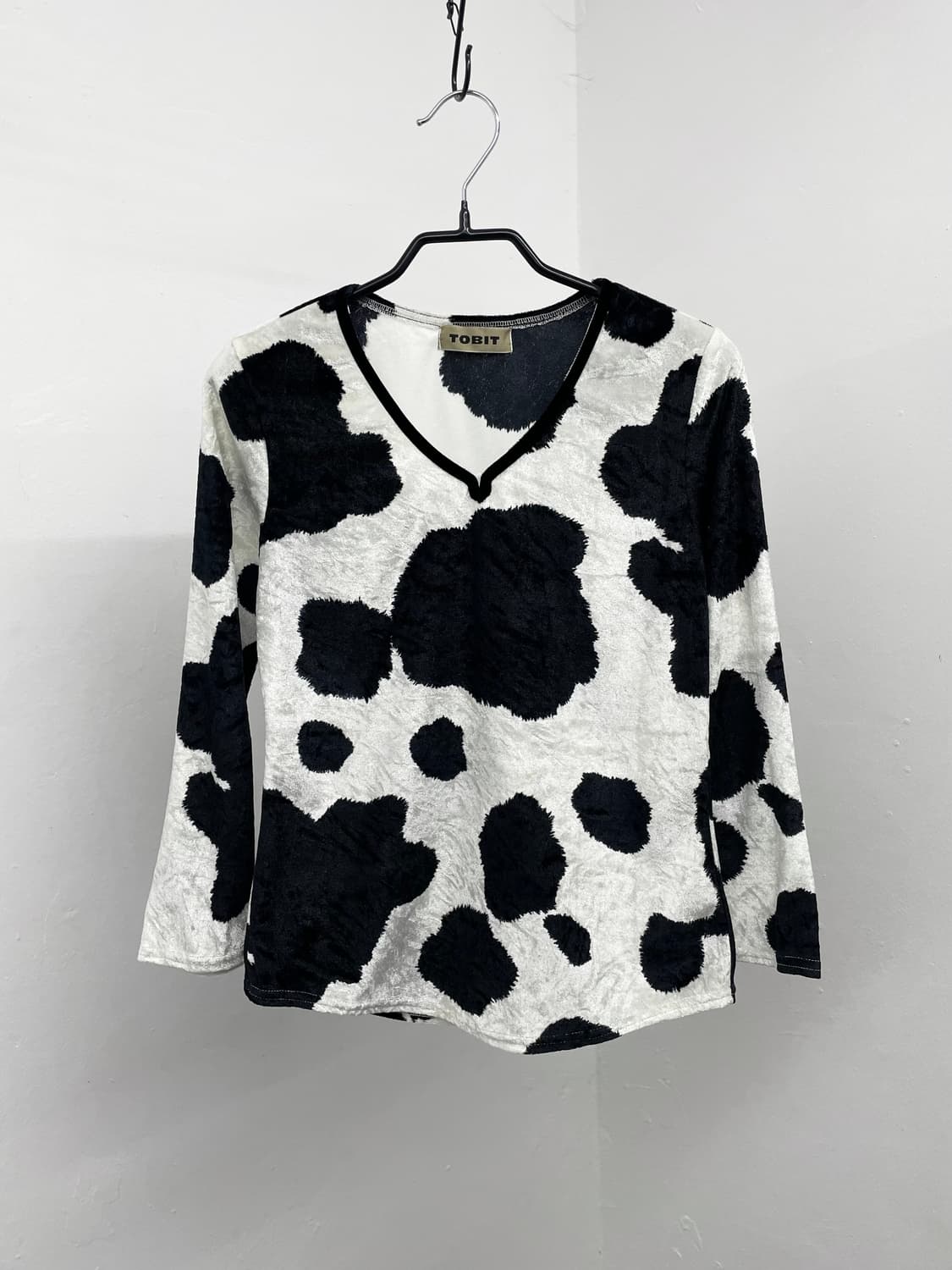 카우 패턴 벨로아 탑 상품이미지1