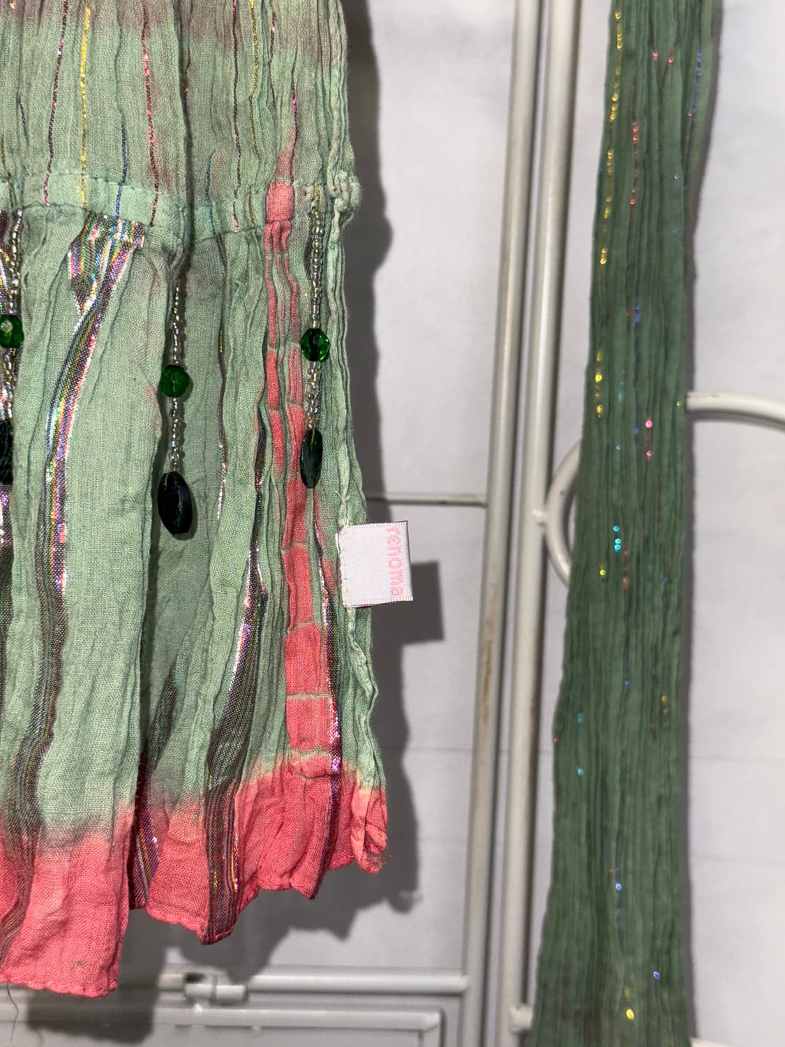 Renoma pistachio pink beads pleats scarf 상품이미지5