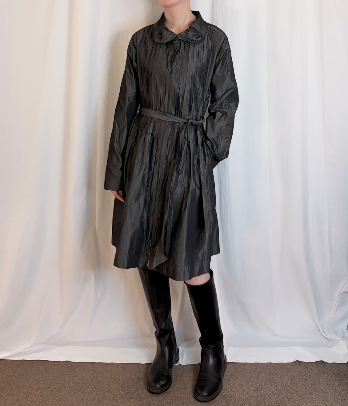 HIROKO BIS Pleated Nylon Long Jacket 상품이미지3
