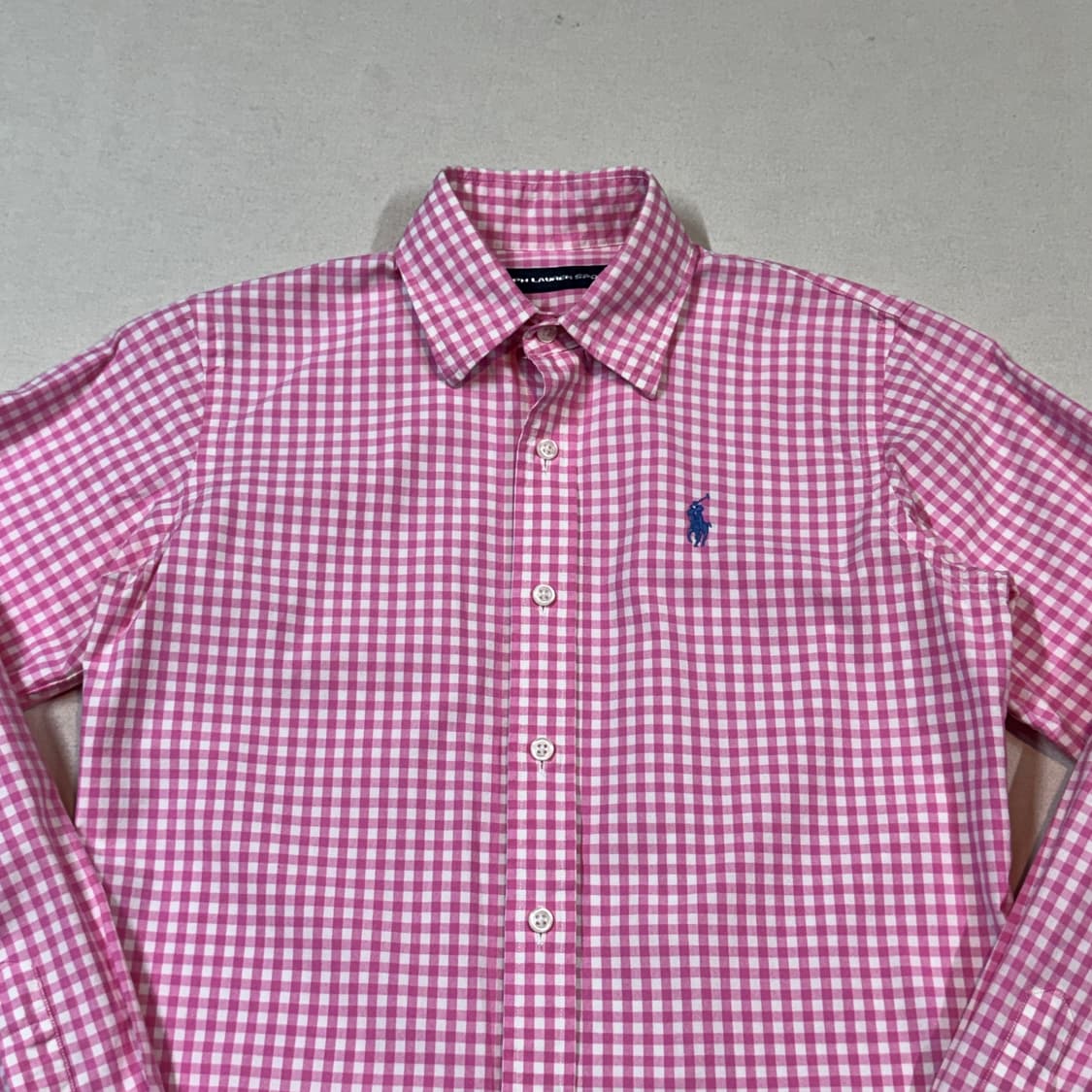 S) 폴로 랄프로렌 클래식 핑크 깅엄 체크 포플린 셔츠 상품이미지3
