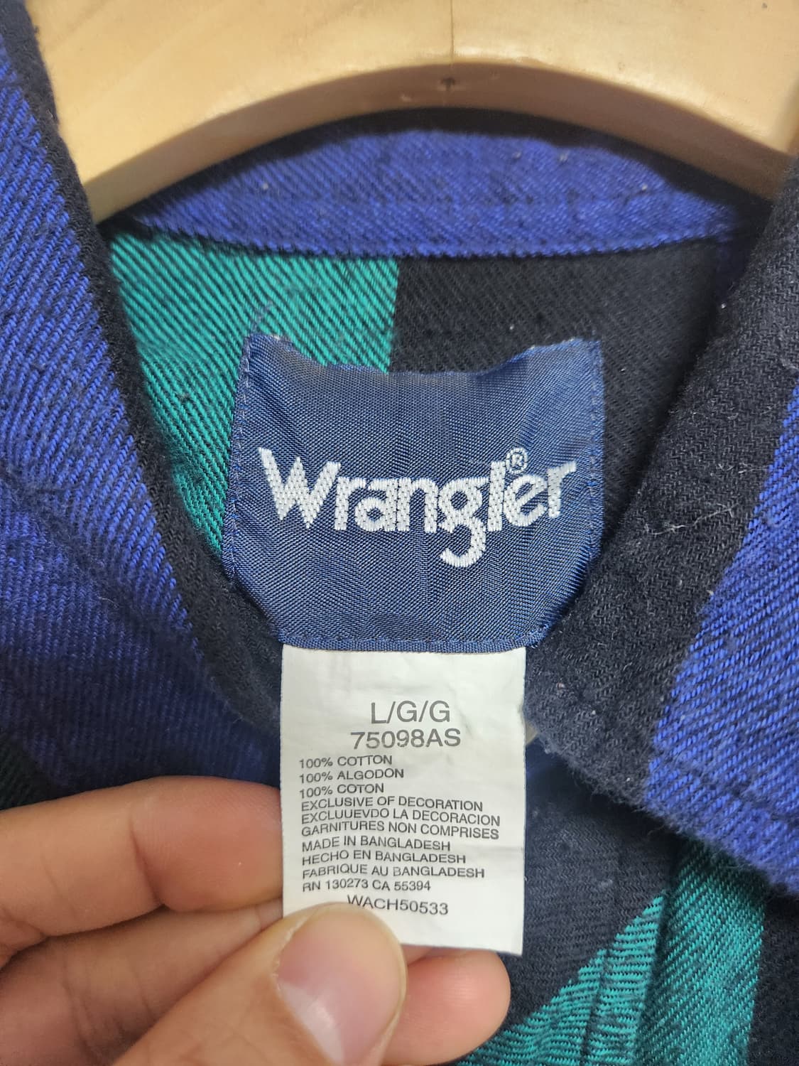 랭글러Wrangler 웨스턴 플란넬 셔츠 L - S69 상품이미지4