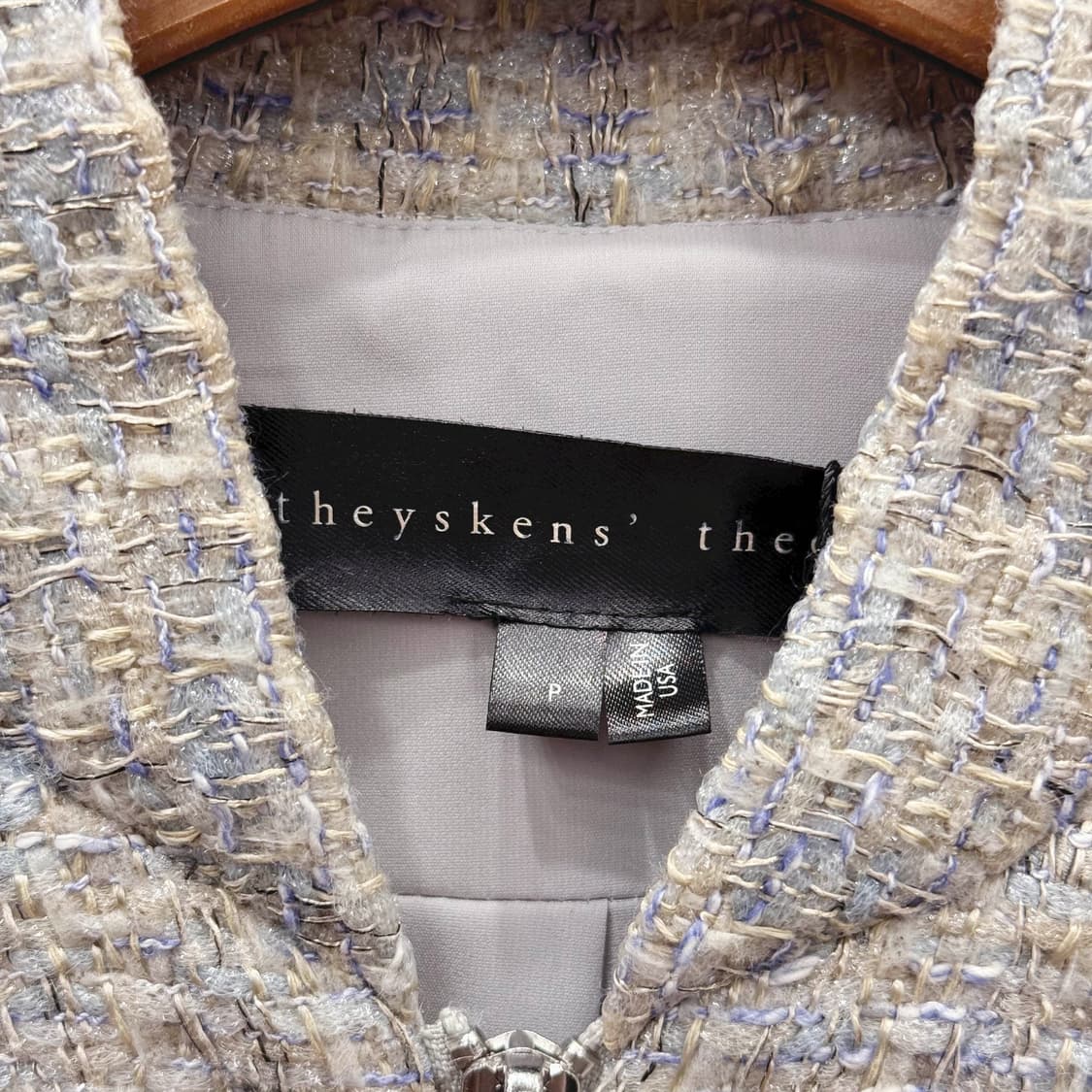 띠어리 트위드 긴팔 집업 크롭 자켓 텍스처 슬림핏 멀티 컬러 상품이미지7