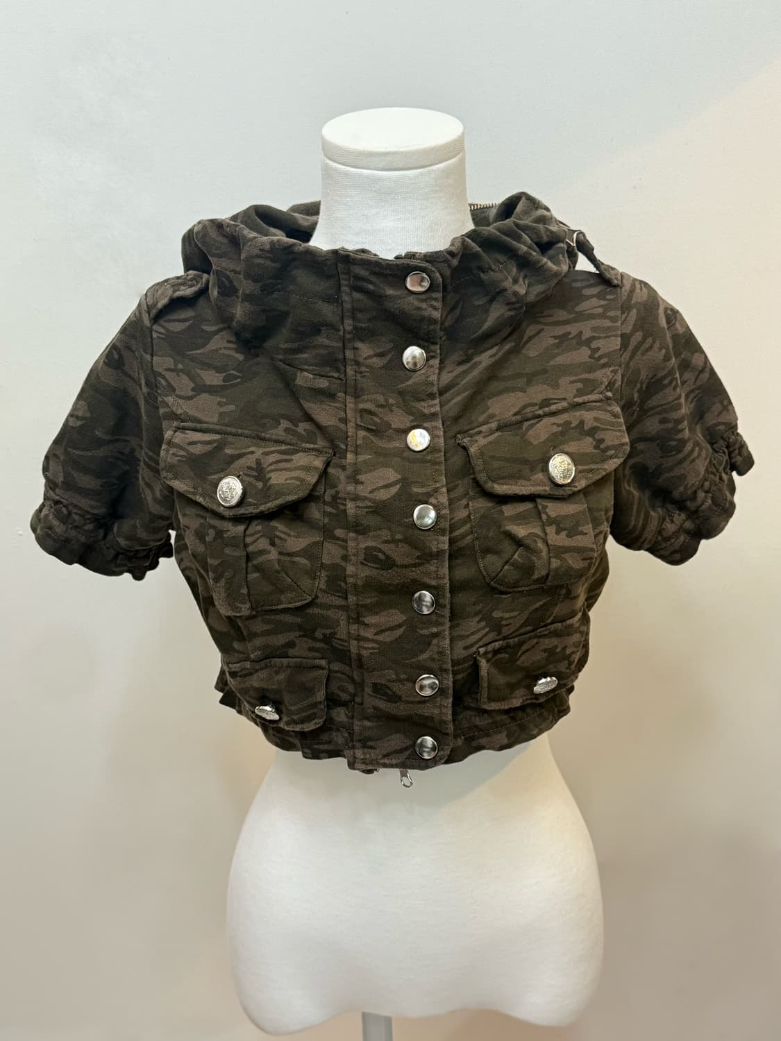 밀리터리 패턴 크롭 후드 야상/아메카지 상품이미지1