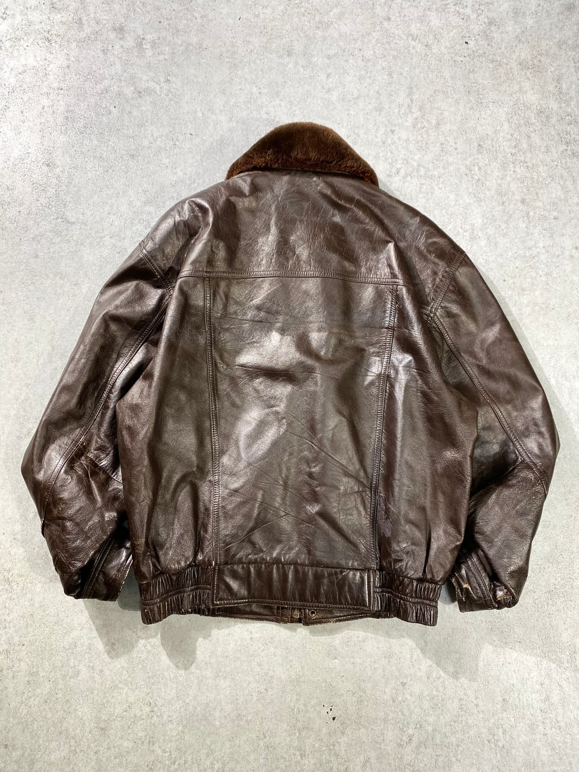 [95] 90s Hunky 브라운 양가죽 레더 봄버자켓 상품이미지6
