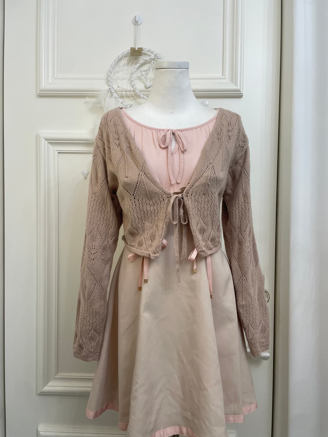 coral&beige autumn lovely lace-up set 상품이미지4