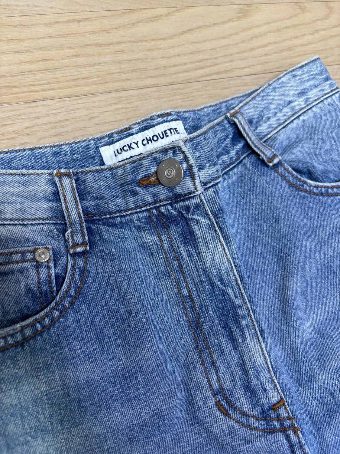 Lucky Chouette 데미지 와이드 데님 상품이미지3