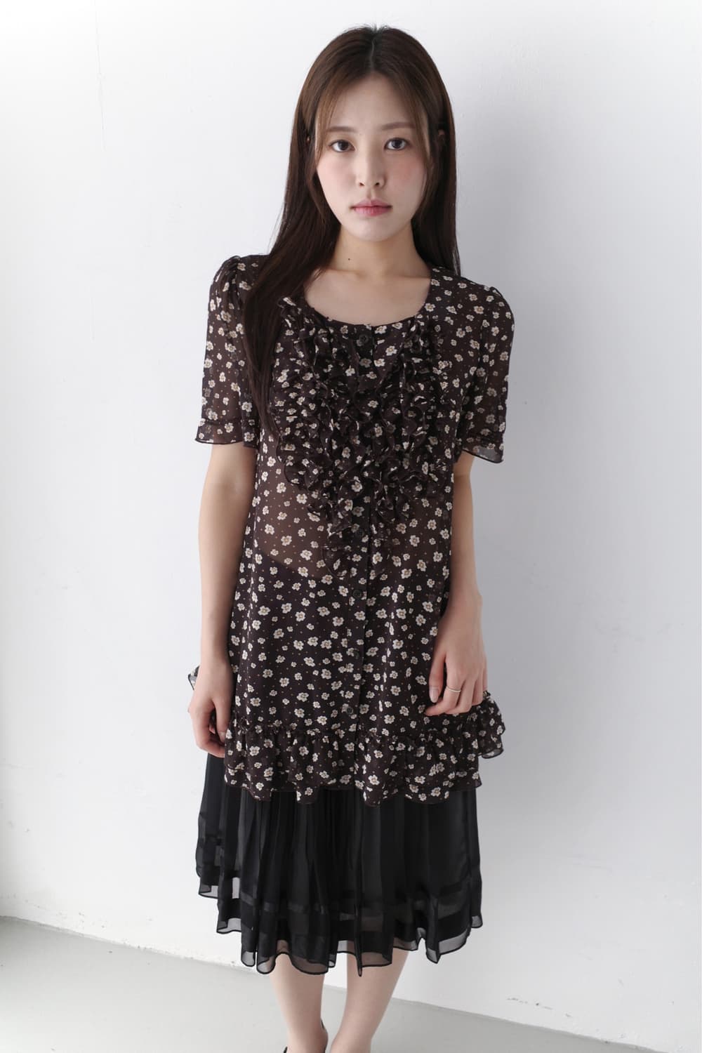 flower frill half blouse 상품이미지5