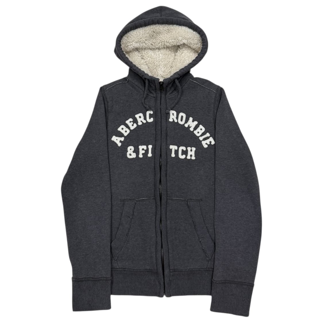 아베크롬비 빈티지 스펠로고 보아털 쉐르파 후드집업 자켓 그레이 S 상품이미지1
