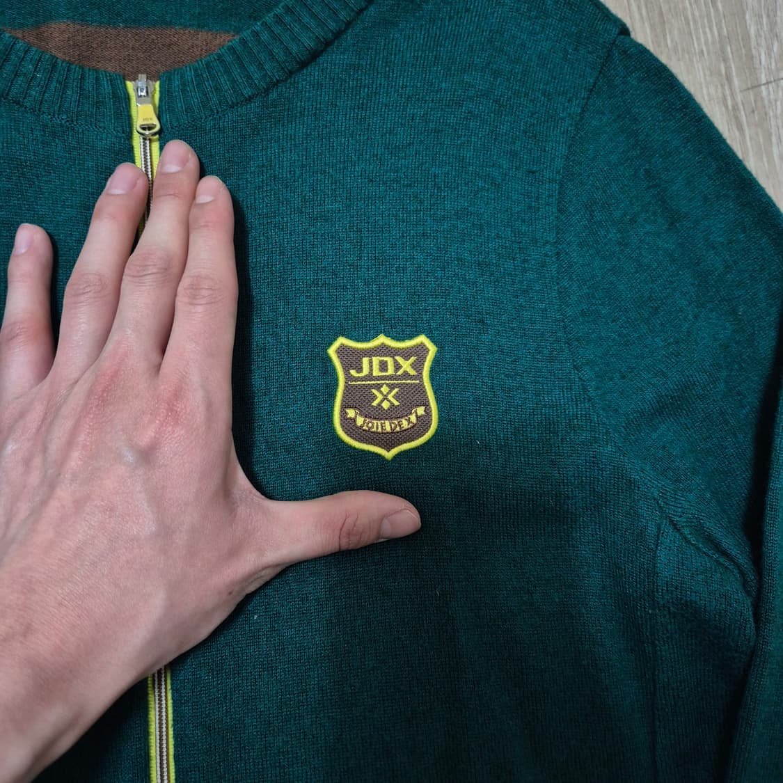 JDX 여성 골프웨어 자수 로고 와펜 후드 니트집업 L(100) 상품이미지5