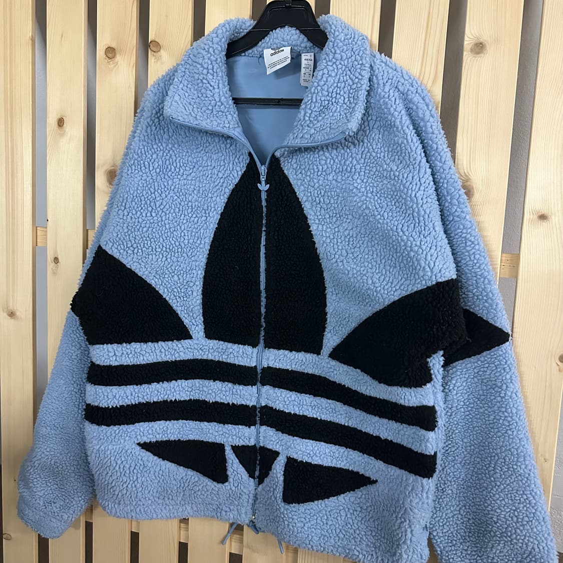 (M) 아디다스 스카이블루 빅로고 쉐르파 플리스 후리스 자켓 상품이미지2