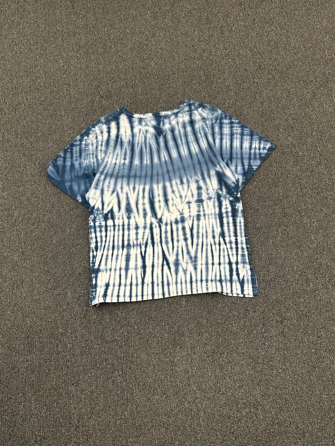 OS)Japanese vintage 화이트 블루 타이다이 패턴 반팔 상품이미지4