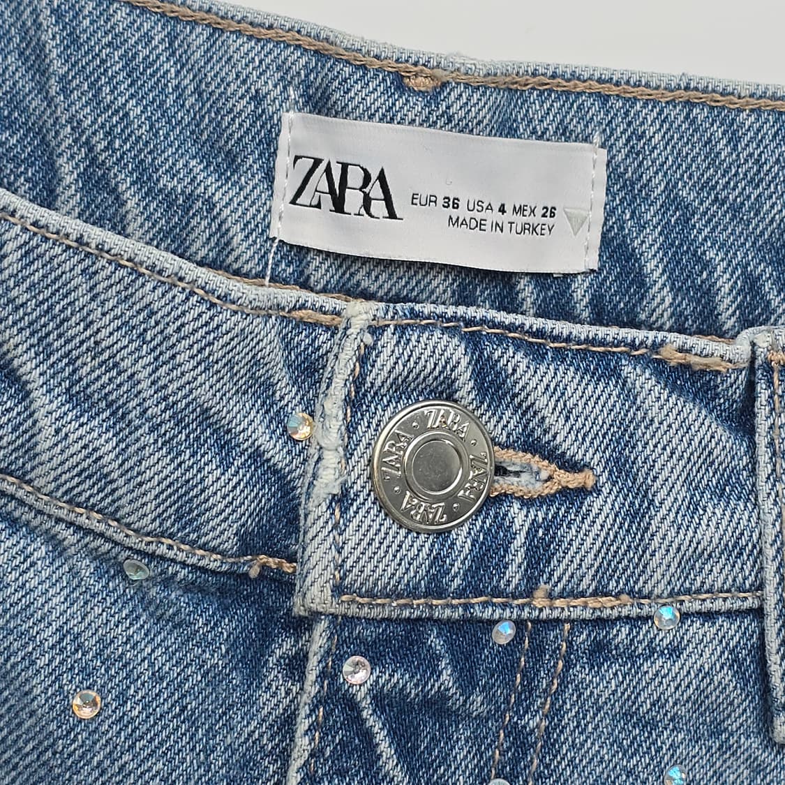 ZARA 스톤 장식 여성 데님 팬츠 EUR 36 상품이미지2