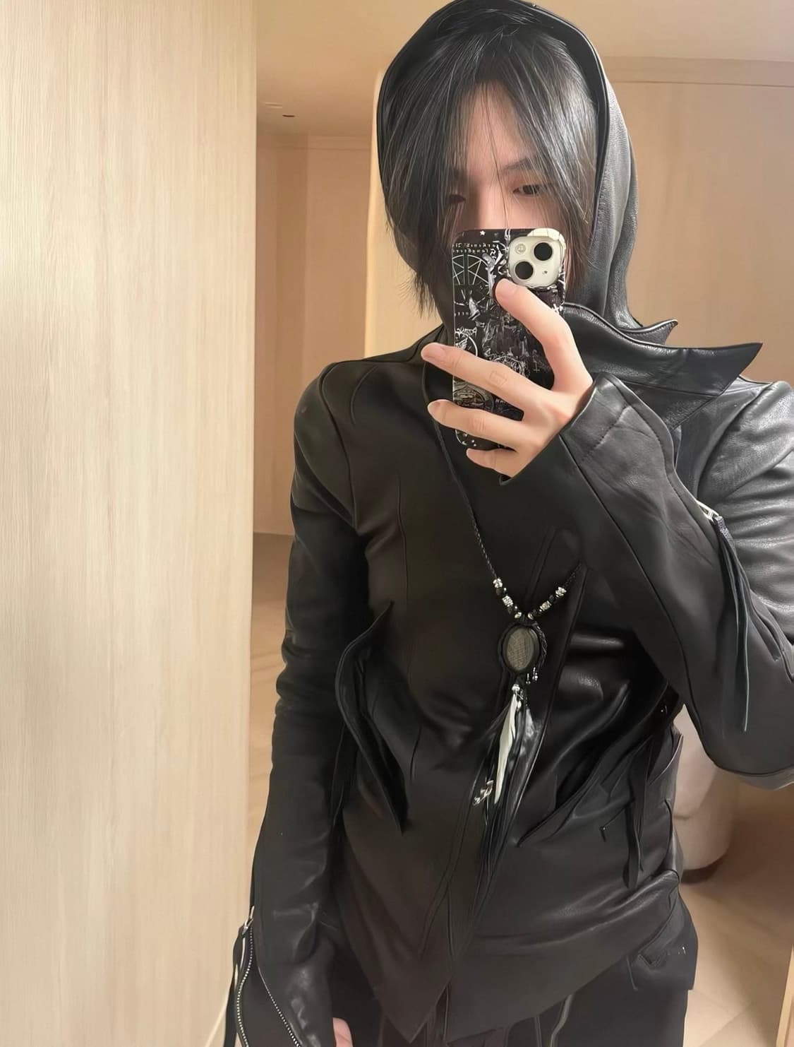 leather hooded jacket 상품이미지1