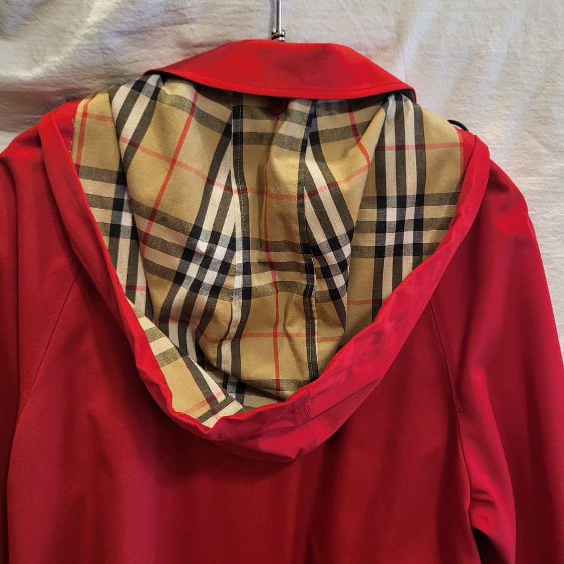 버버리 레드 노바 체크 후드 코트 트렌치 자켓 상품이미지5