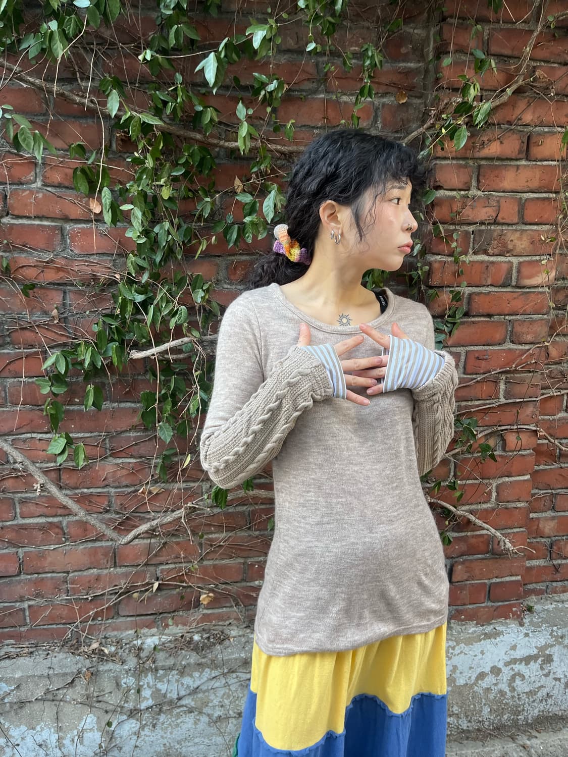 소매 뜨개질 롱슬리브 상품이미지1