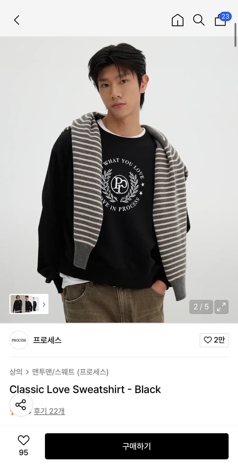 PROCESS 프로세스 Classic Love 블랙 맨투맨 상품이미지3