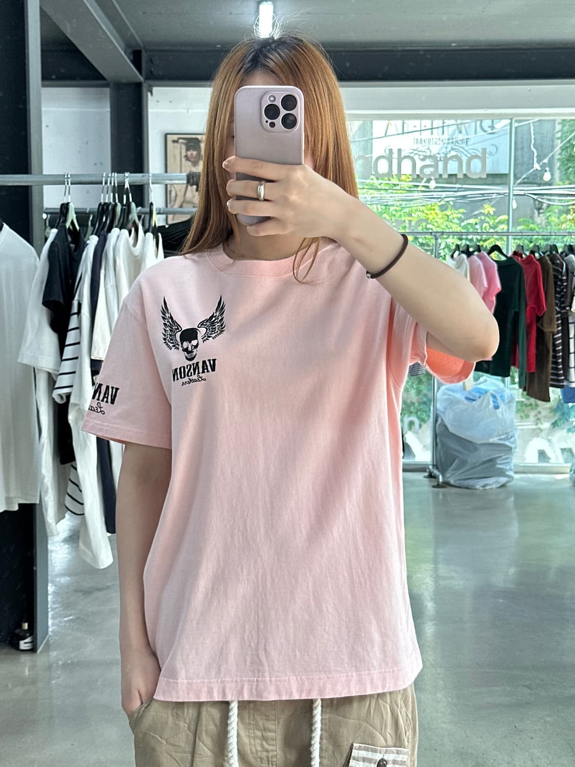 벤슨 베이비핑크 스컬 윙 반팔티 상품이미지4