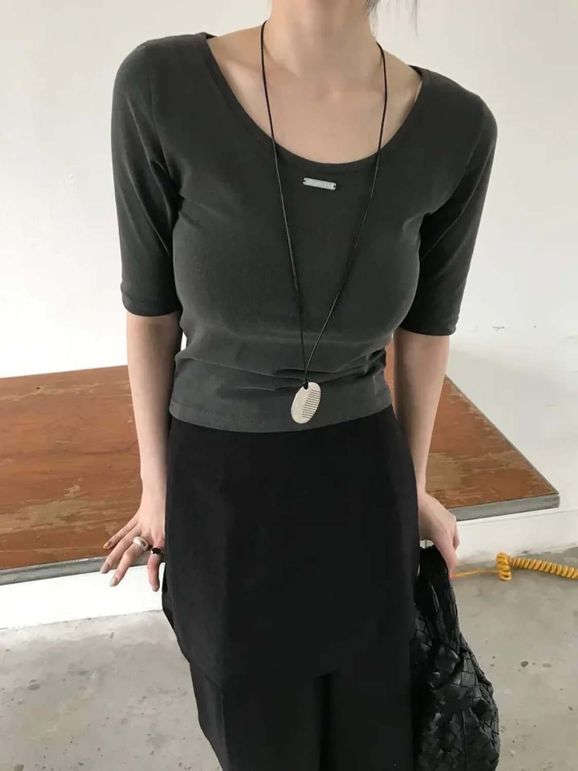 르진주 에일 여리핏 레이어드 투웨이 7부 티셔츠 상품이미지6