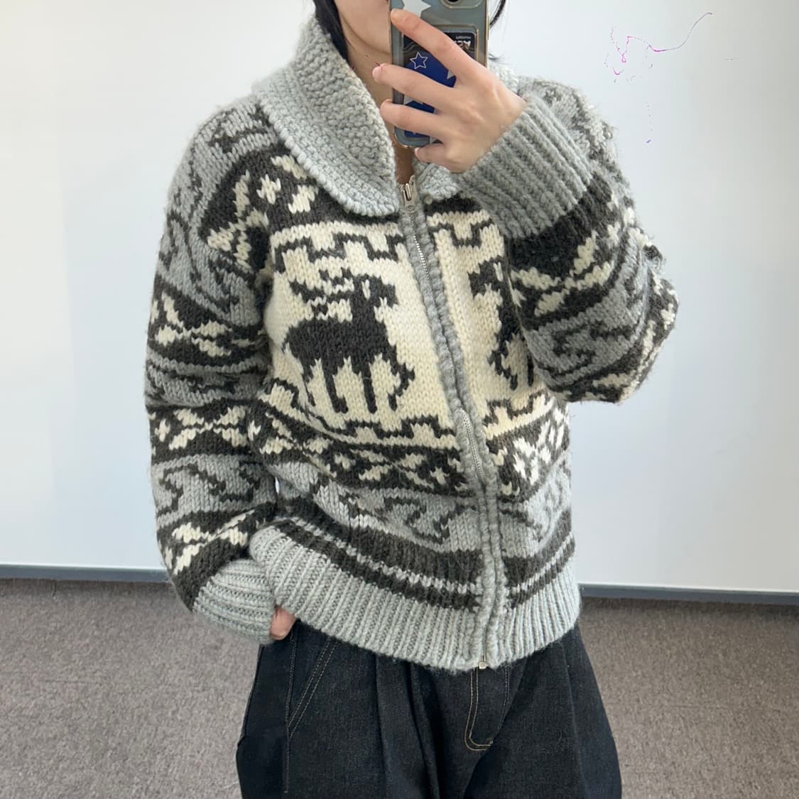 GEMBONY 노르딕 패턴 울 집업 가디건 상품이미지2