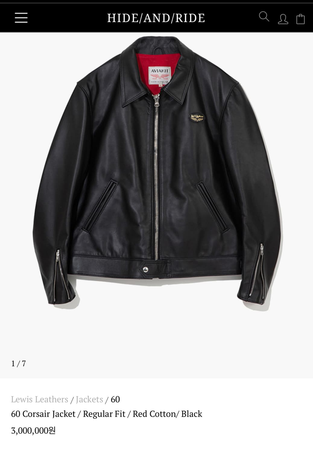 루이스레더 커세어 60 레귤러핏 42 상품이미지2