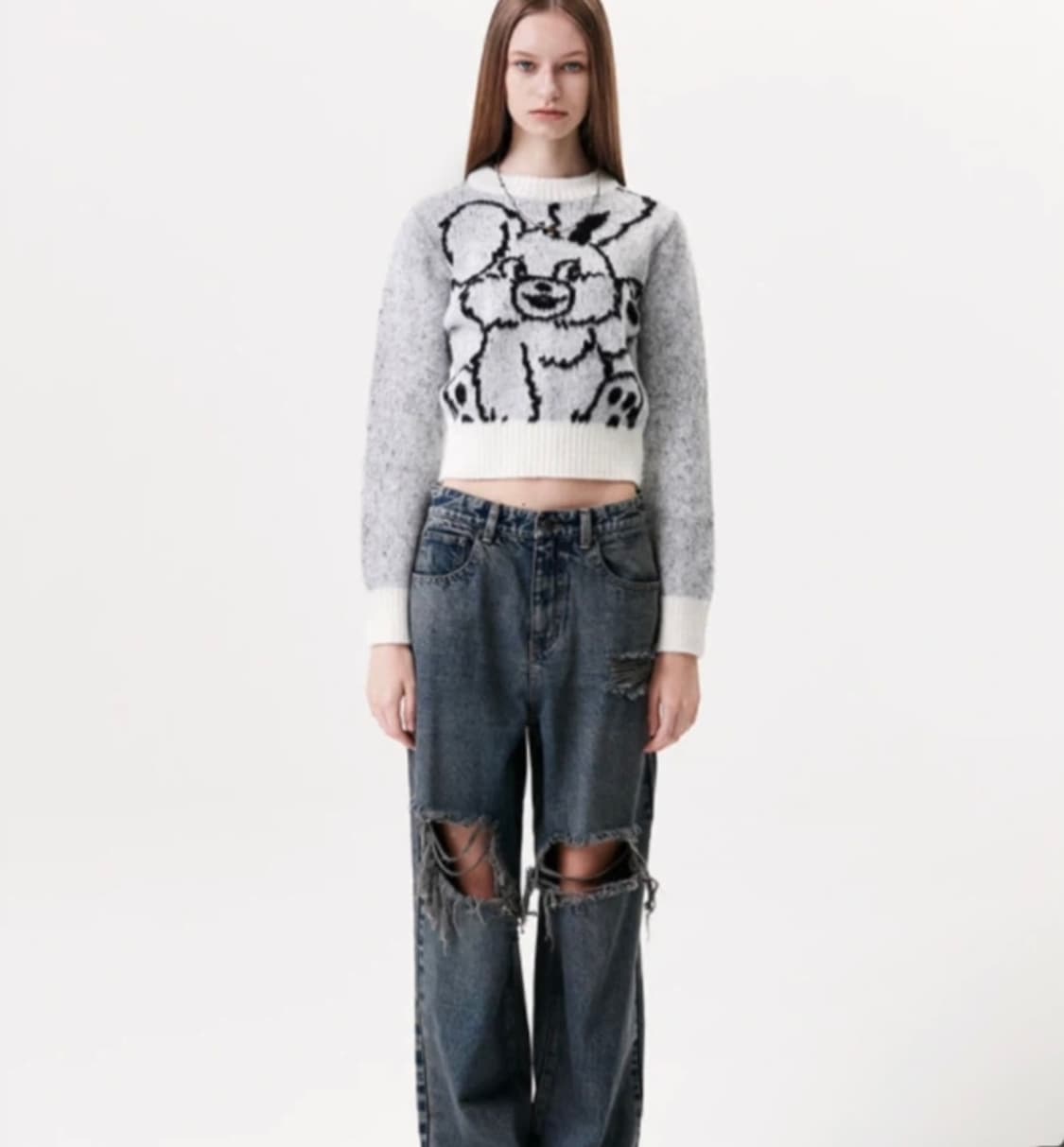 키르시 버니 WITTY BUNNY 크롭 니트 스웨터 상품이미지2