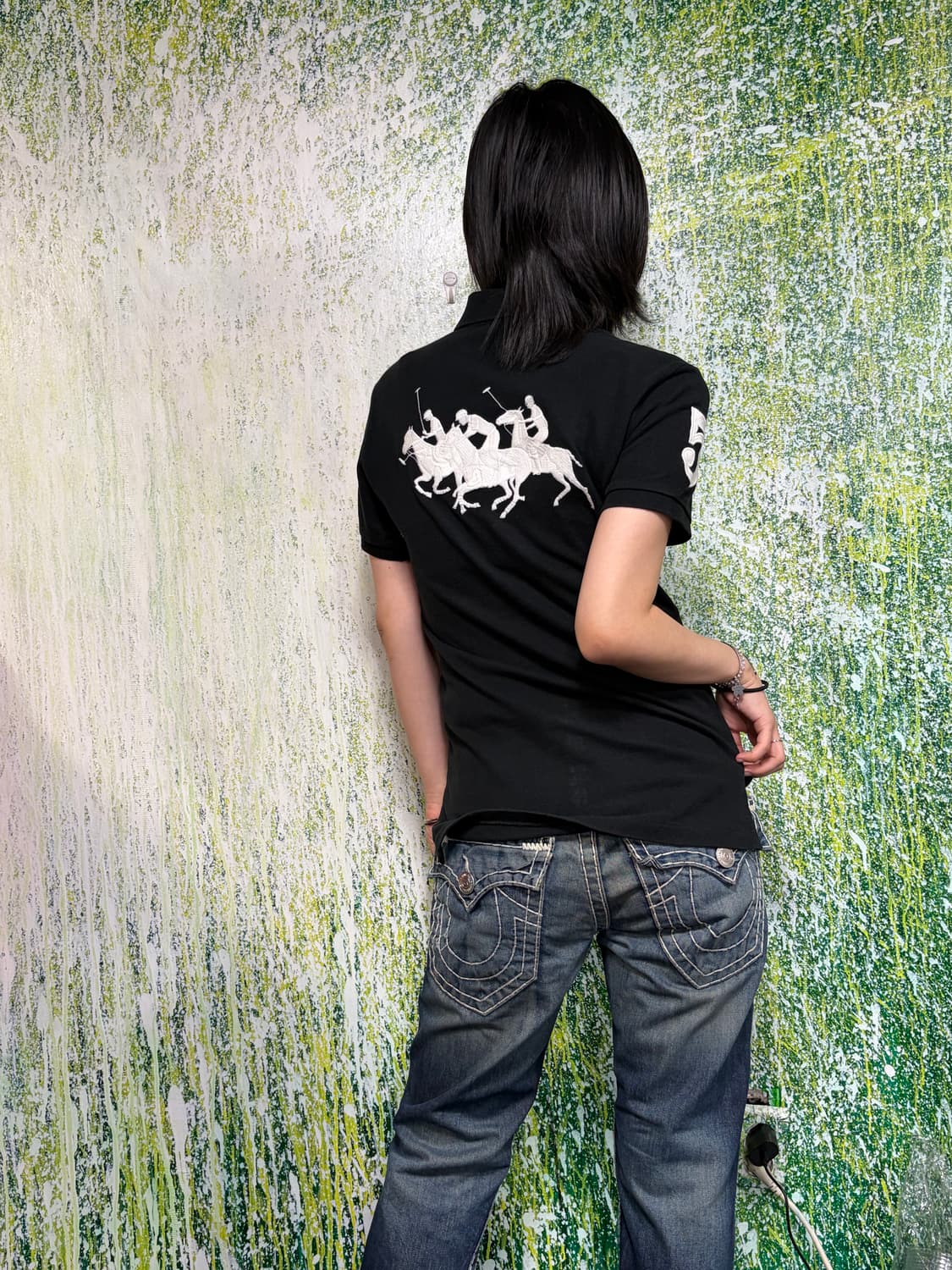 폴로 빅포니 치프키프 체이스 럭비티 블랙 카라 반팔 티셔츠 S 상품이미지2