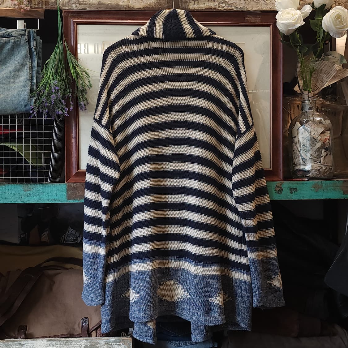 폴로 랄프로렌 가디건 웨스턴 스트라이프 나바호 오픈 롱 가디건 F 상품이미지3