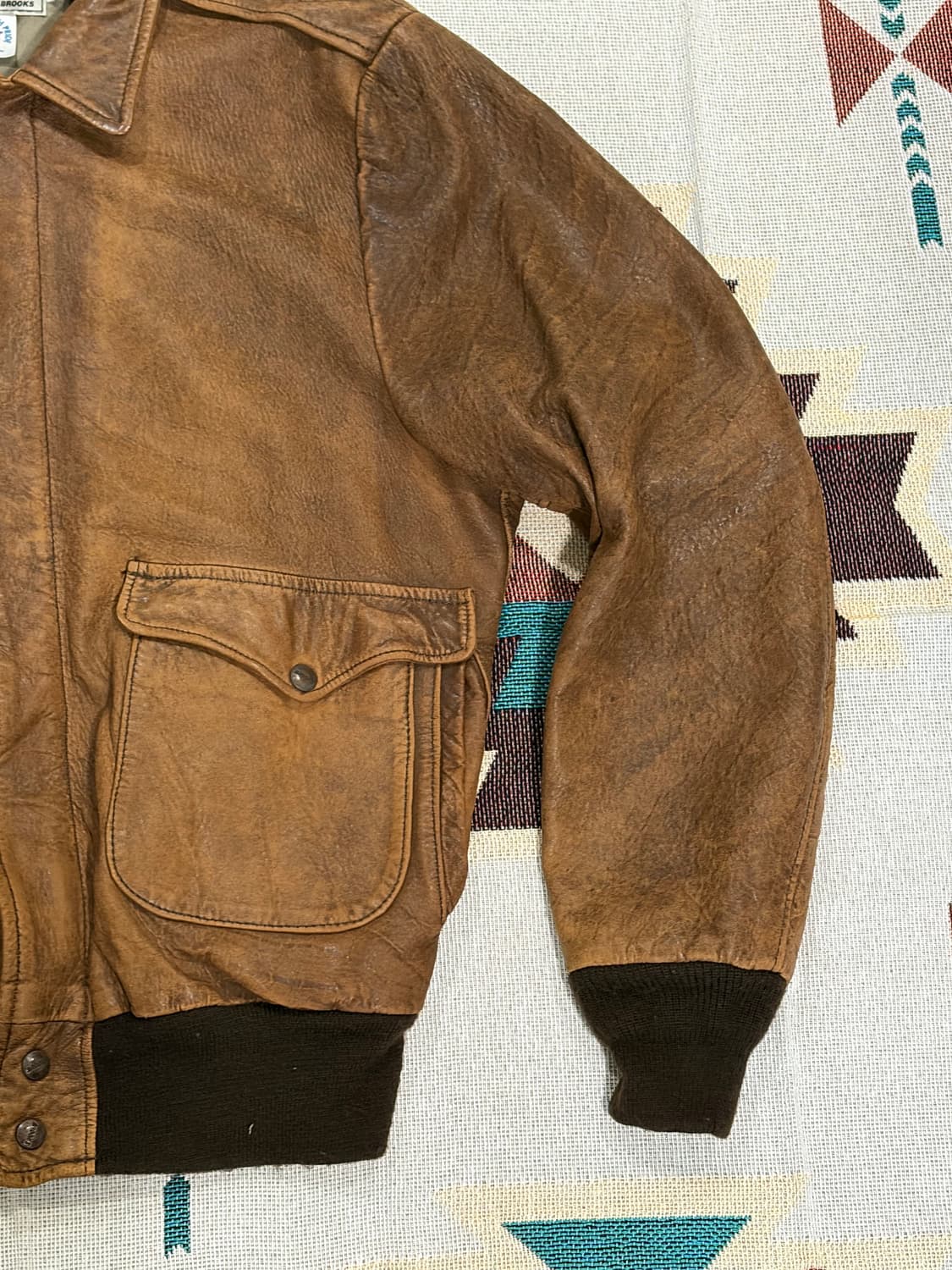 80s USA 브룩스 레더 A2 플라이트 자켓 상품이미지2