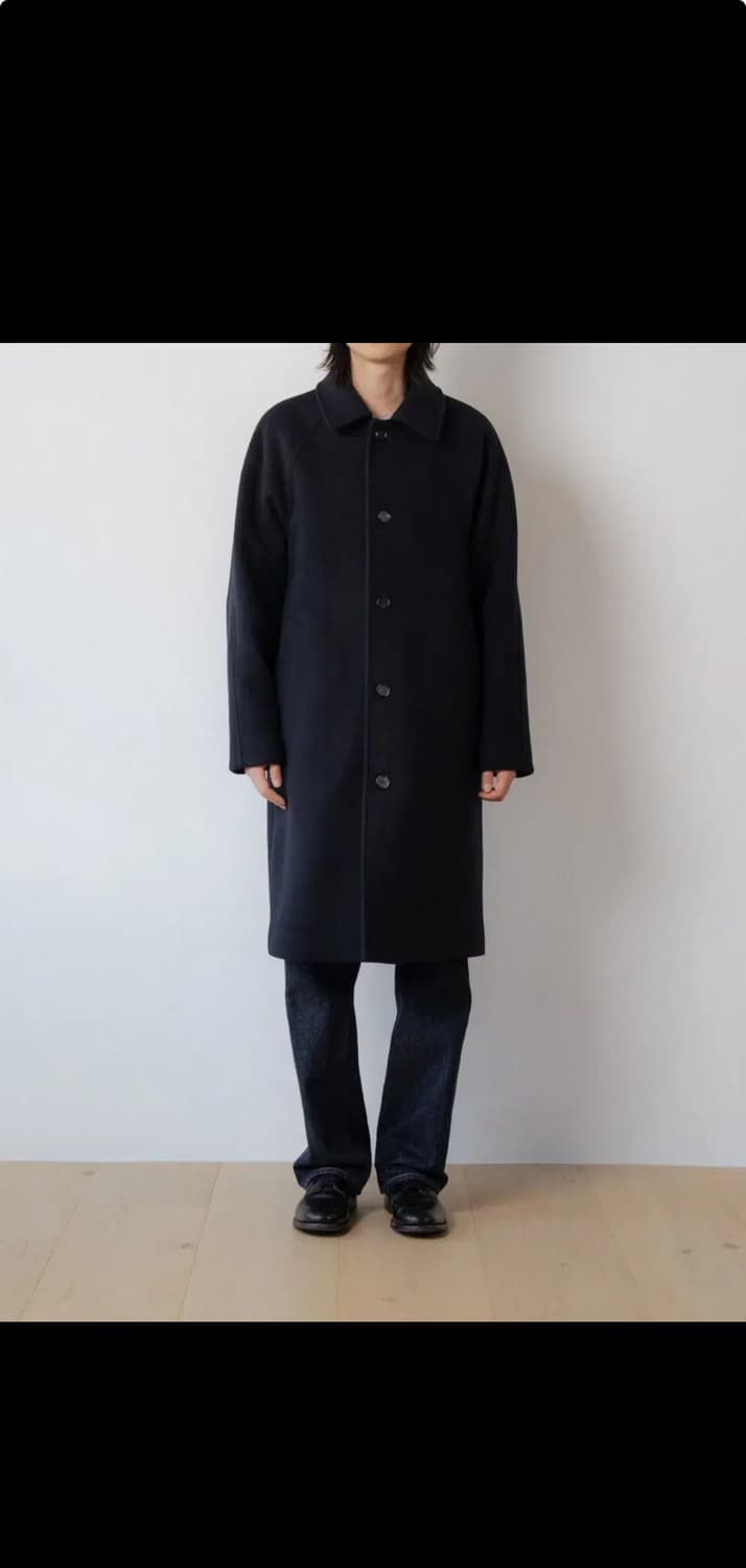 우드비 울 모사 레더 트림 코트 네이비 1사이즈 (95-100) 상품이미지6