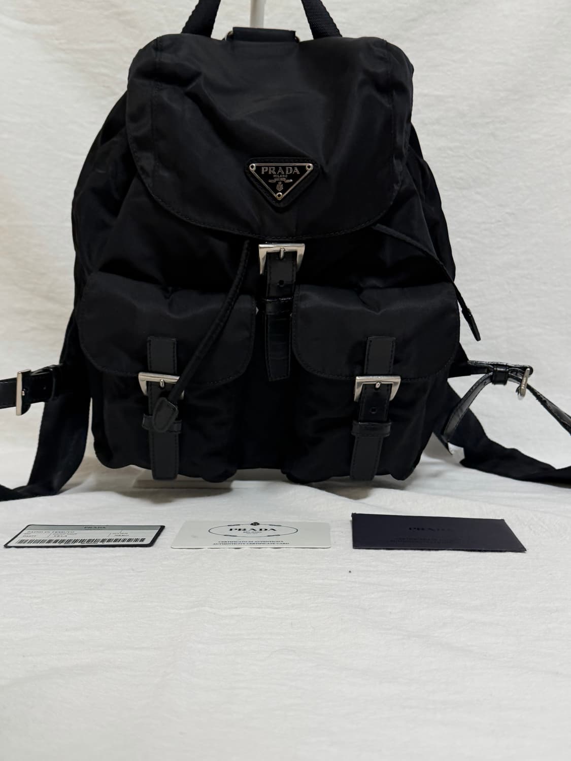 (A급)정품 프라다 포코노 나일론 투포켓 스몰 백팩 블랙(게런티있음) 상품이미지2