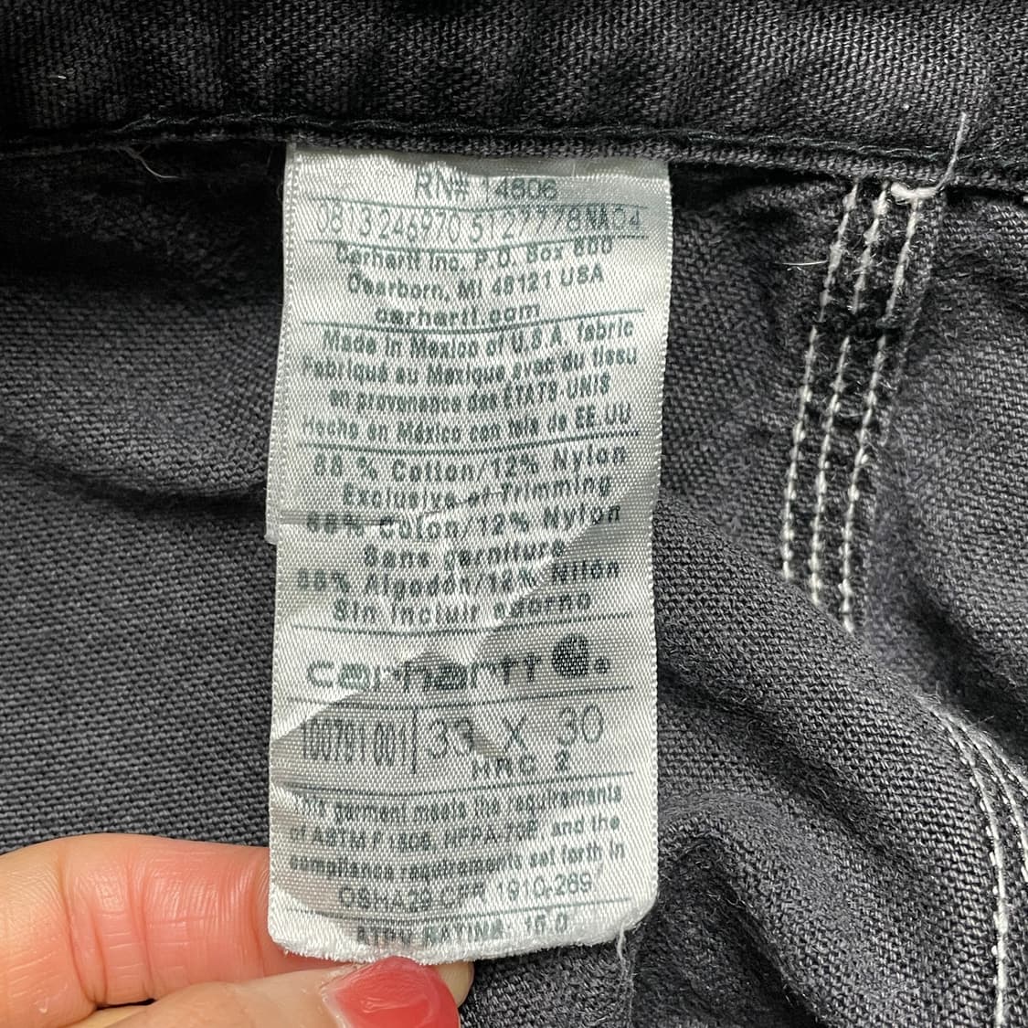 CARHARTT 칼하트 빈티지 차콜블랙 싱글니 워크팬츠 상품이미지10